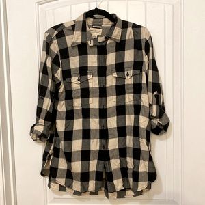 Tan and black long sleeve button up